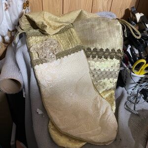 Elegant Gold and Cream Christmas Stocking